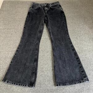 Ragged Flared Jeans Women's 26 Black Denim Stretch Dark Wash Pockets Streetwear